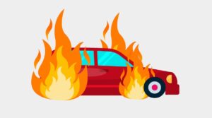 Image of a burning car